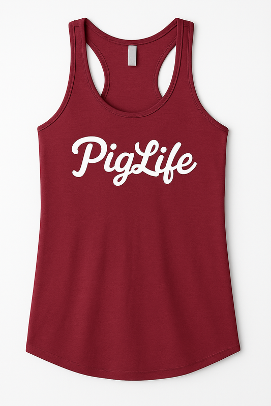 Pig Life Racerback Tank - Cardinal Red Script
