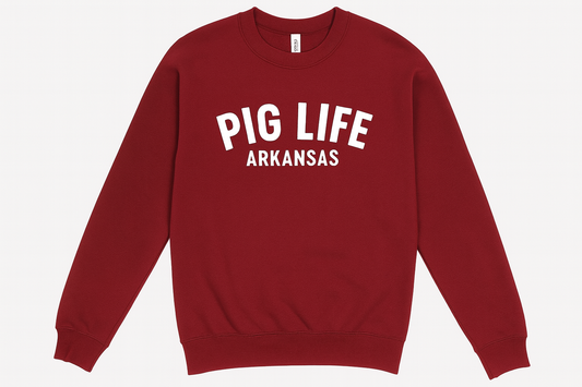 Pig Life Arkansas Red Crewneck Sweatshirt
