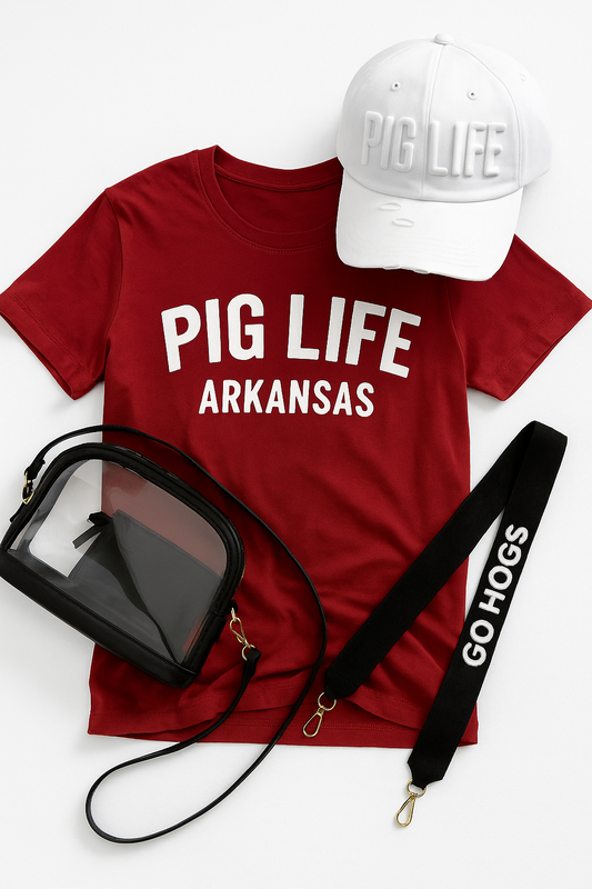 Pig Life Arkansas Logo Tee - Short Sleeve Cardinal Red