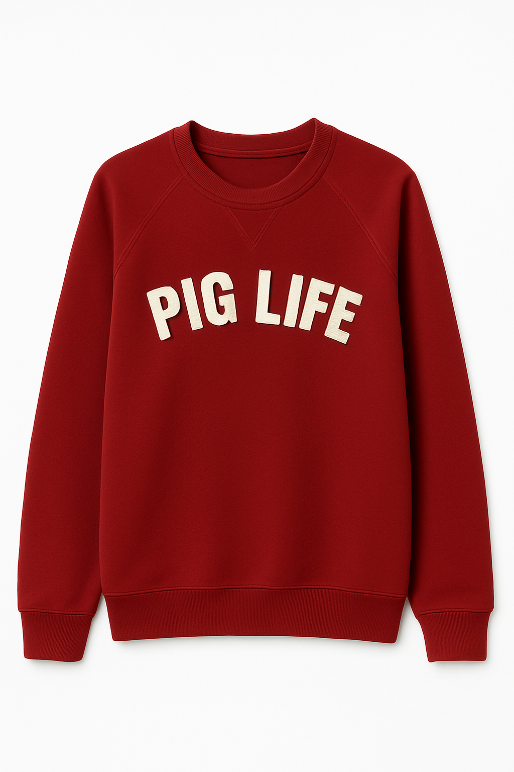 Pig Life Classic Crewneck - Felt Lettering Edition (cardinal and cream)