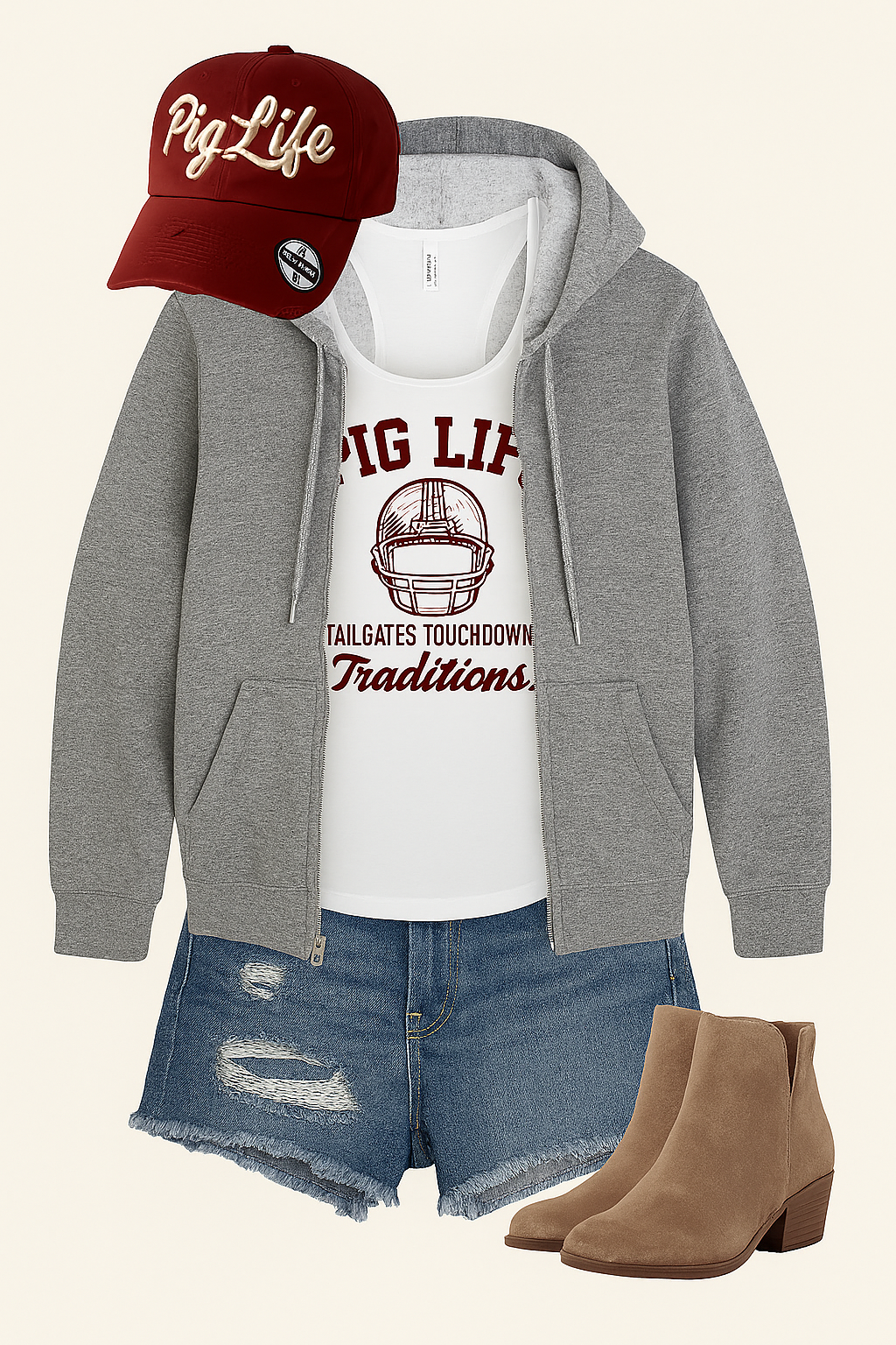 PigLife Football Traditions Tank - White