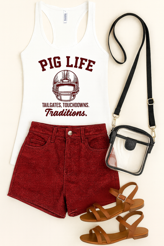 PigLife Football Traditions Tank - White