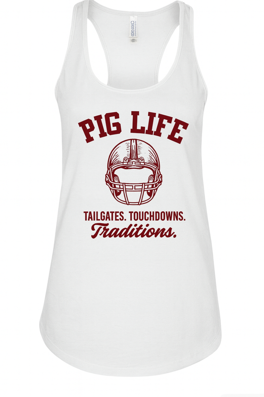 PigLife Football Traditions Tank - White