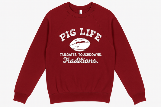 Pig Life Football Sweatshirt - Red