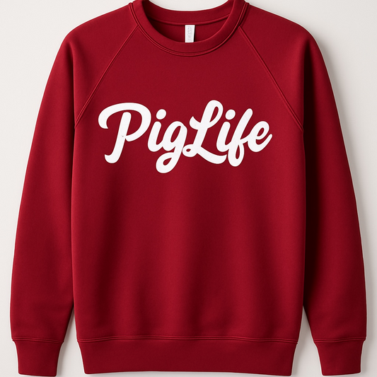 Pig Life Script Crewneck Sweatshirt - Red