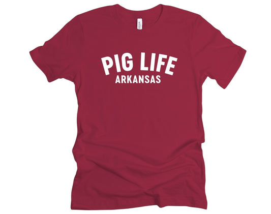 Pig Life Arkansas Logo Tee - Short Sleeve Cardinal Red