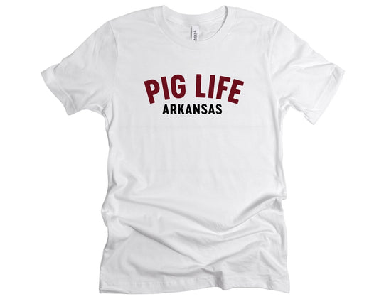 Pig Life Arkansas Logo Tee - White Short Sleeve