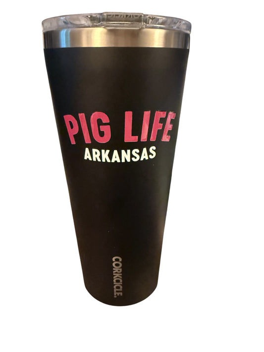 Pig Life Arkansas Corkcicle Tumbler 24oz - black